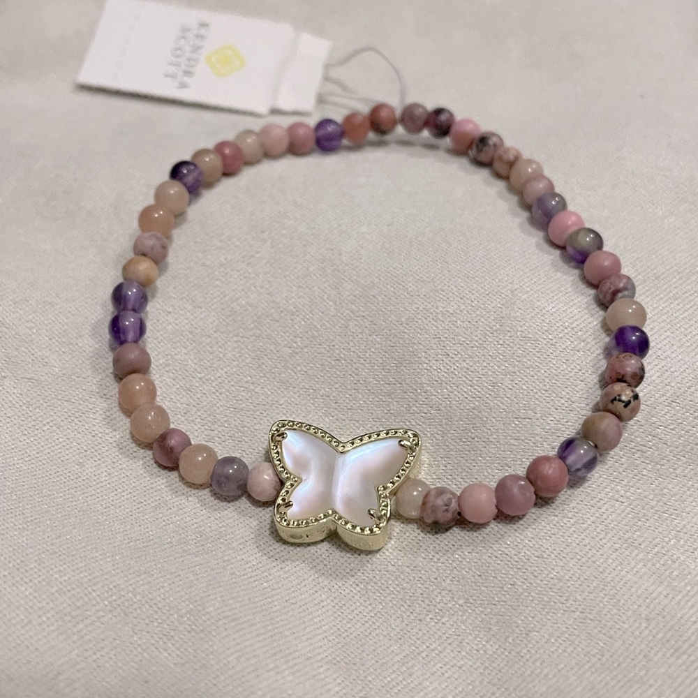 Kendra Scott Beaded Lillia Butterfly Gold Stretch Bracelet NWT